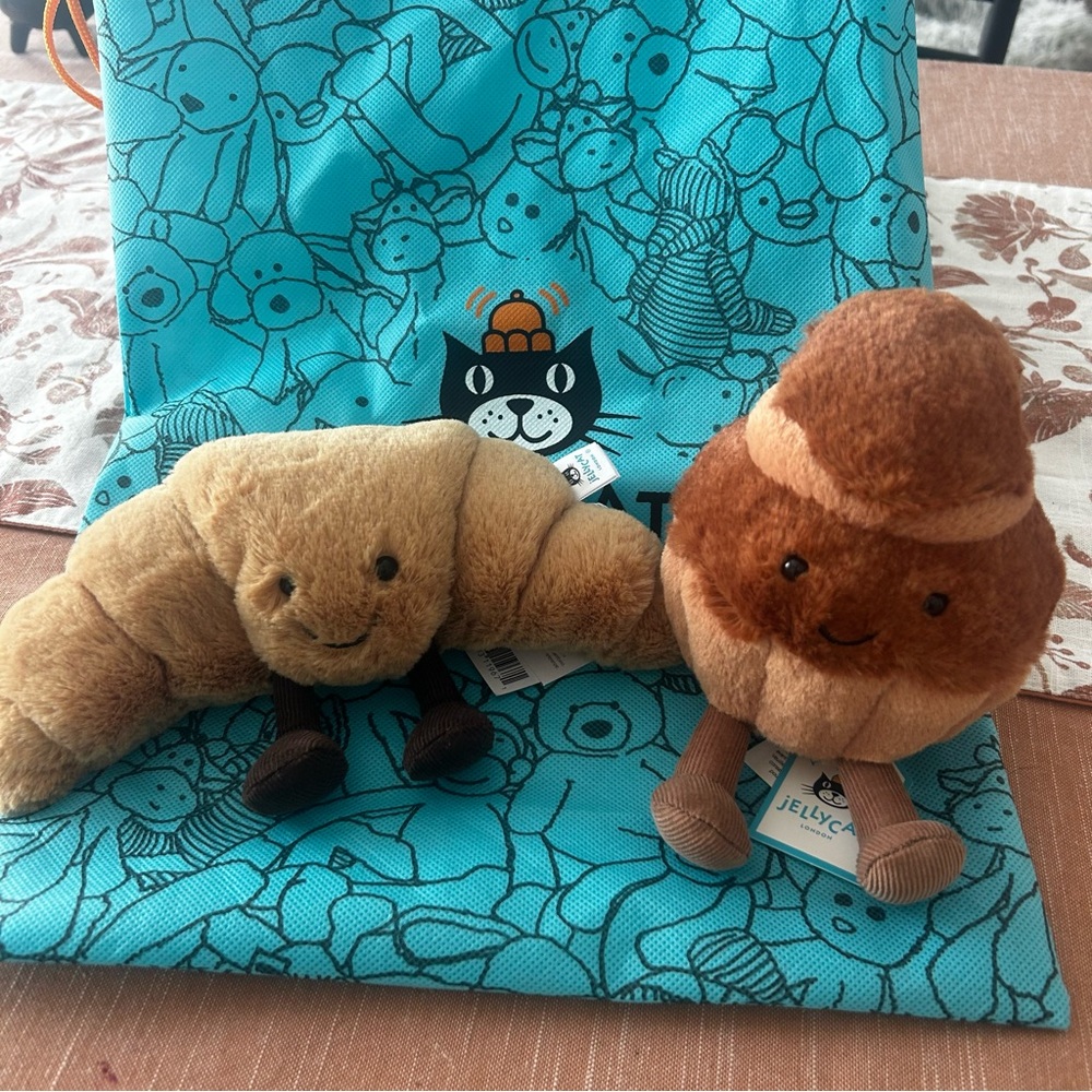 Jellycat Croissant and Brioche Plush Toy Set